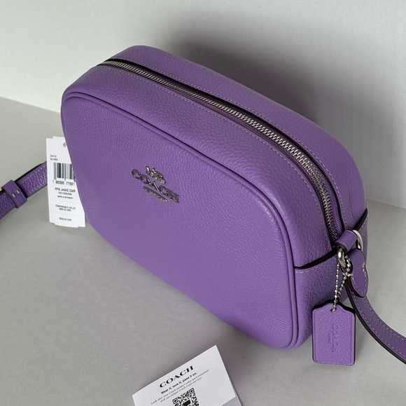 NWT Coach Jamie Refined Pebble Leather Camera Bag CR110 in Silver/Iris - Picture 10 of 16